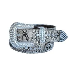 Westernwelt Damengürtel Peace-Weiß Schlange S