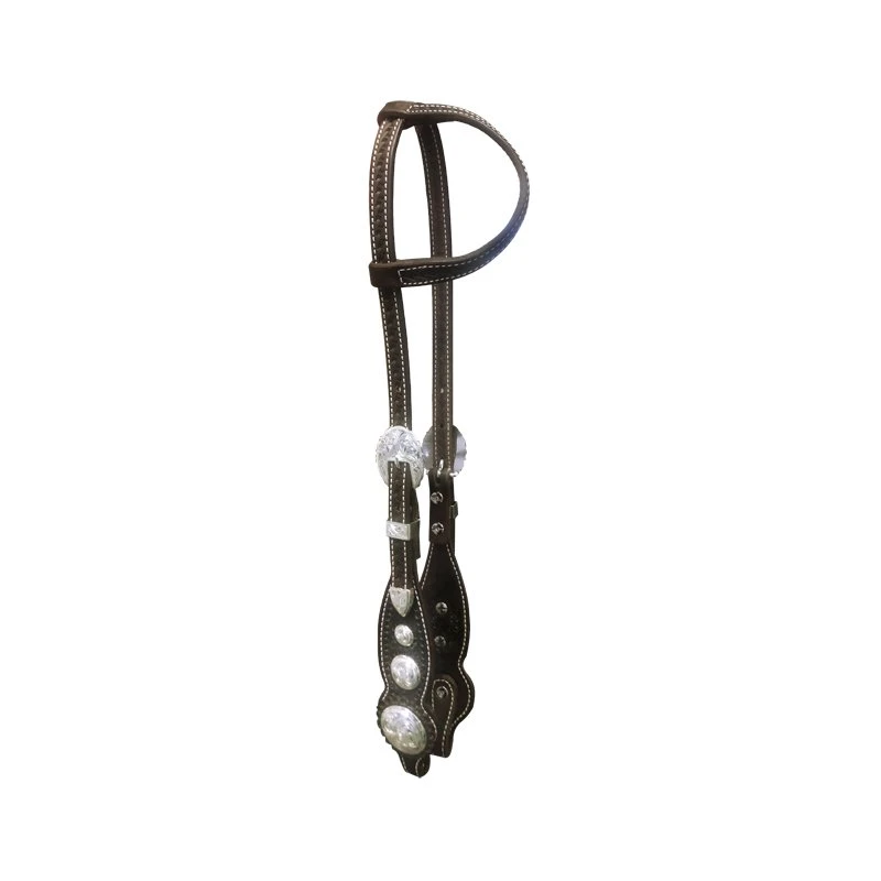 Westernwelt Einohr-Showkopfstück Mit Breitem Backenstück Und Silber Conchas – Bild 4