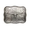 Westernwelt Buckle Longhorn Antik Rechteck