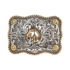 Westernwelt Buckle Mit Pferdekopf Rechteck
