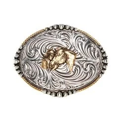 Westernwelt Buckle Cowboy Mit Pferd Oval